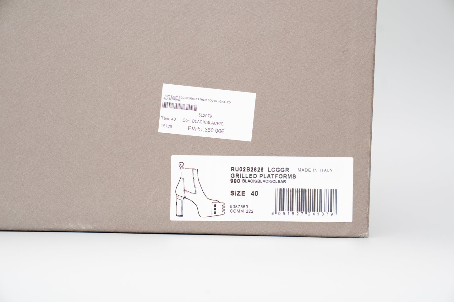 Rick Owens Strobe Grilled Platforms – Black/Black/Clear (Size IT40)