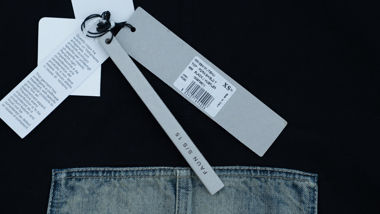 Rick Owens FAUN S/S 15 FORK SHIELD T BLACK / HUSLER size:XS