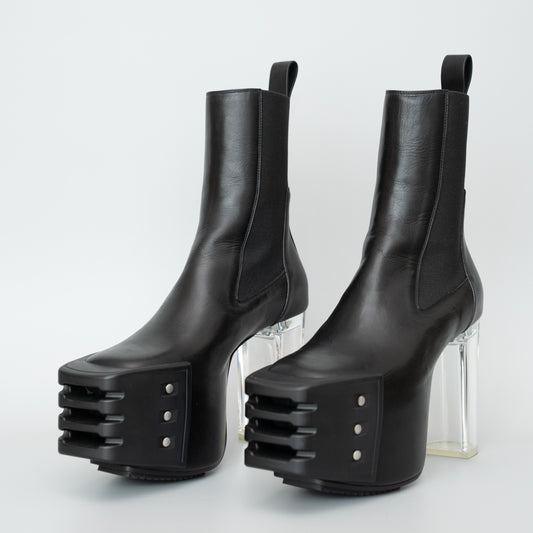 Rick Owens Strobe Grilled Platforms – Black/Black/Clear (Size IT40)
