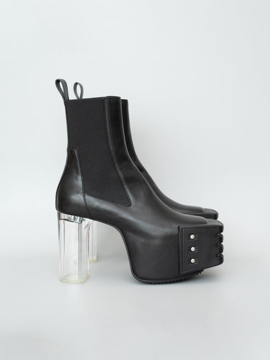 Rick Owens Strobe Grilled Platforms – Black/Black/Clear (Size IT40)