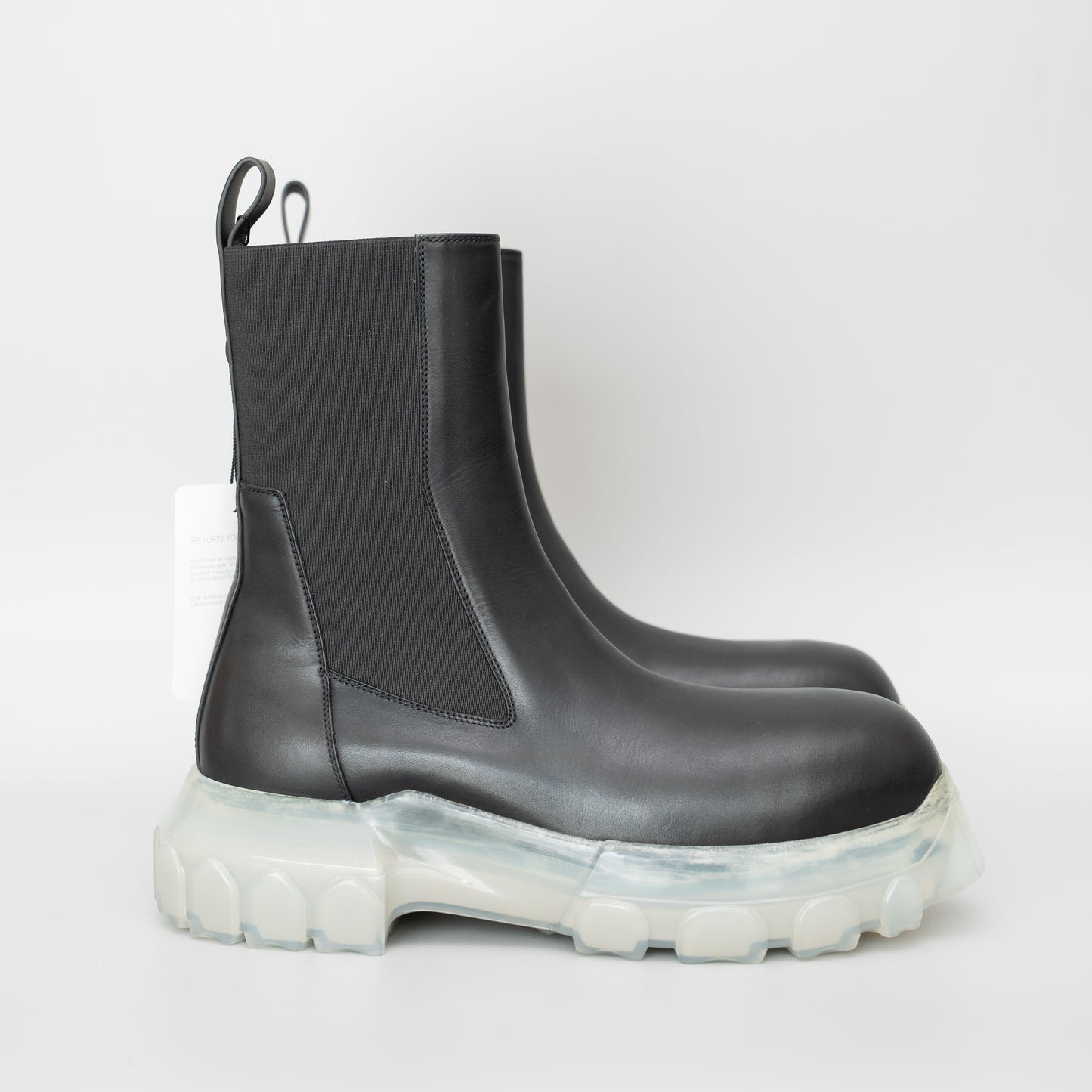 Rick Owens Beatle Bozo Tractor Boots – Black/Clear (Size IT41 / 26cm)
