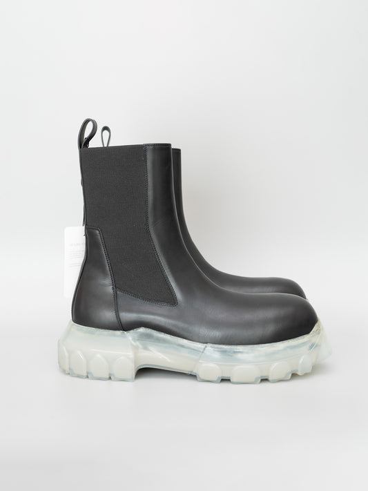 Rick Owens Beatle Bozo Tractor Boots – Black/Clear (Size IT41 / 26cm)