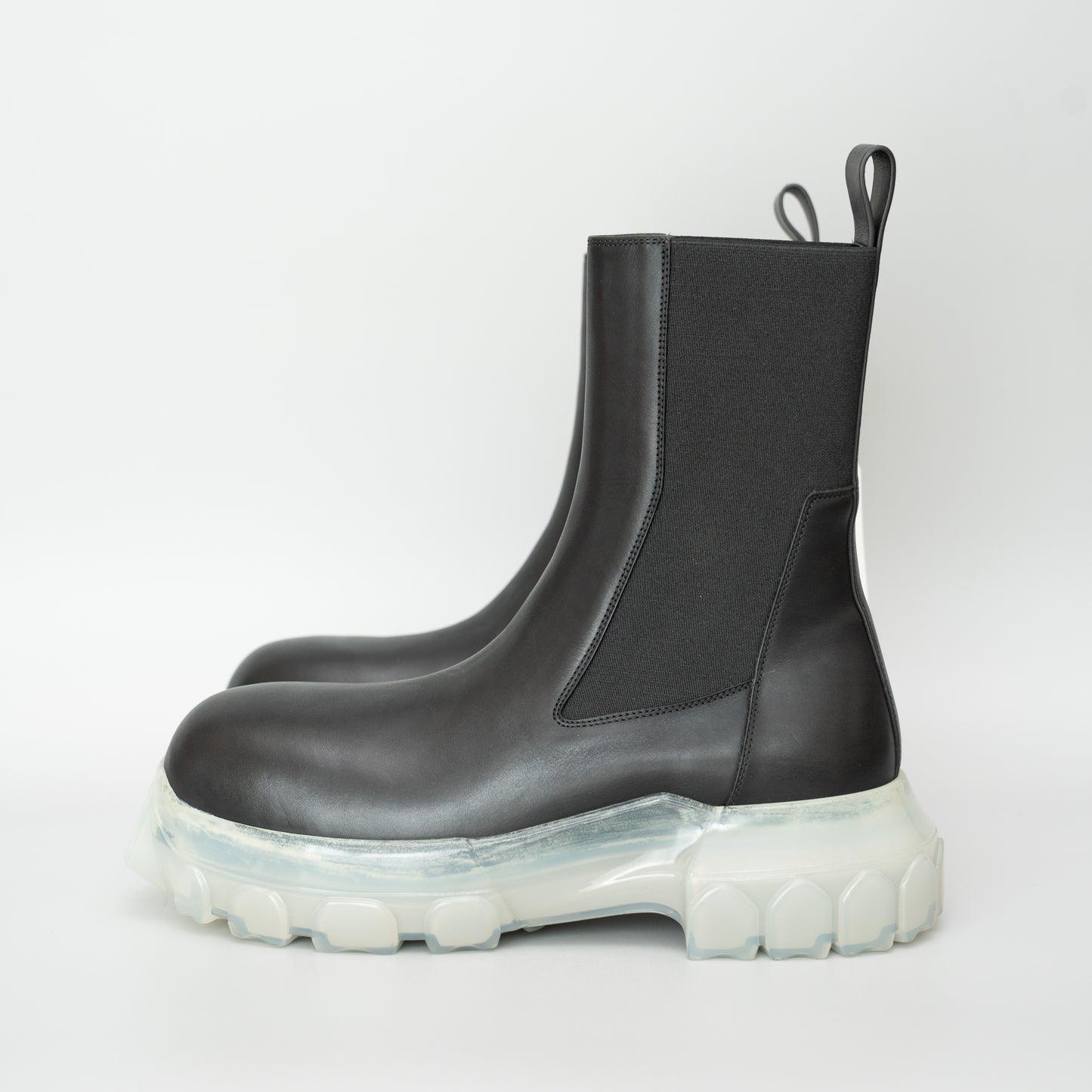Rick Owens Beatle Bozo Tractor Boots – Black/Clear (Size IT41 / 26cm)
