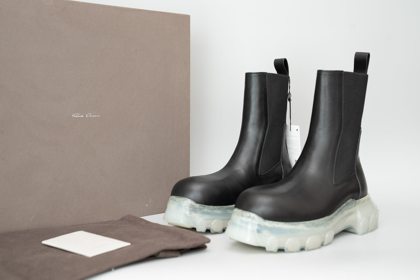 Rick Owens Beatle Bozo Tractor Boots – Black/Clear (Size IT41 / 26cm)